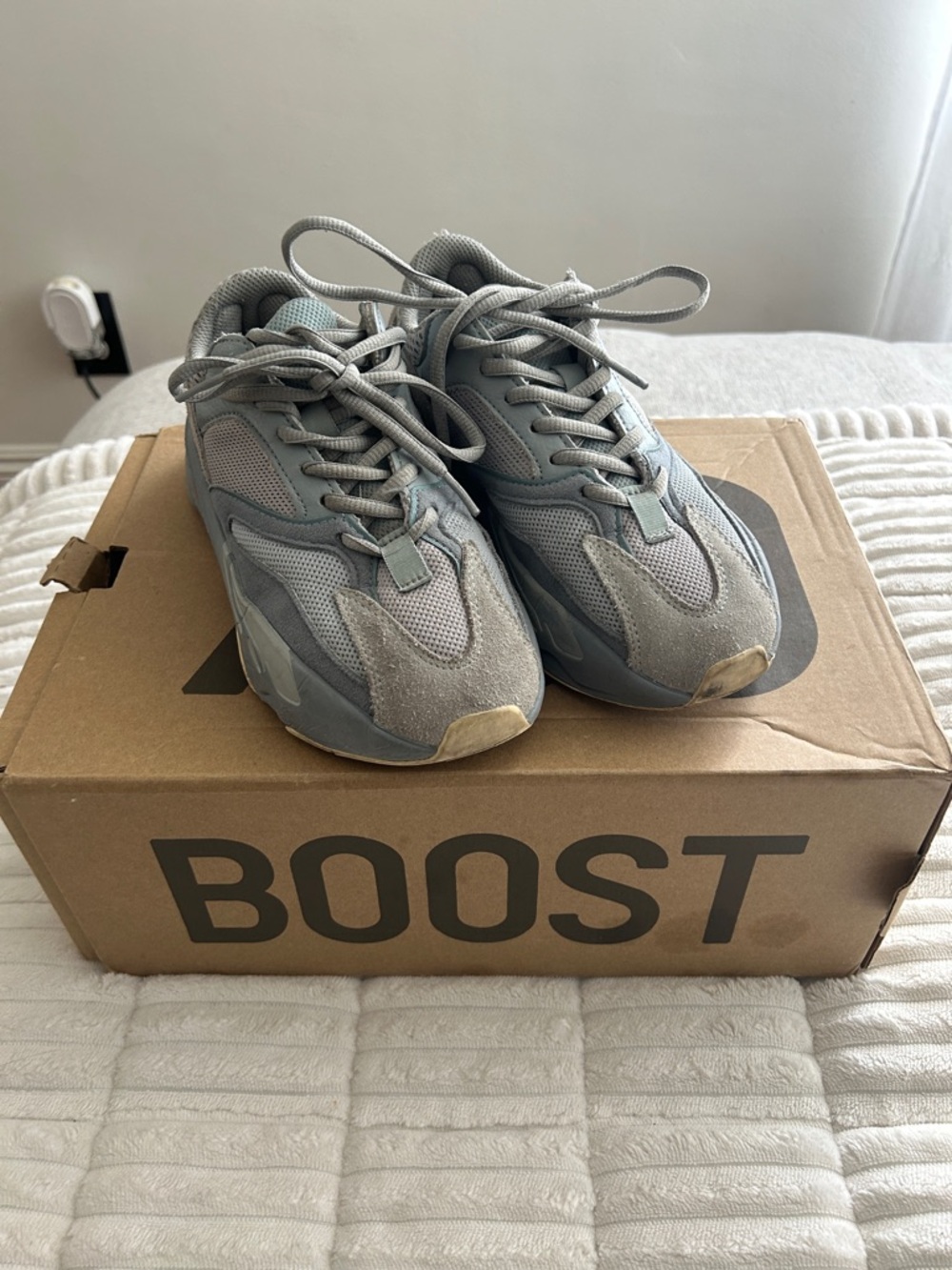 Yeezy Boost 700 in Grey with Orange Accents. Size 6 women shoes